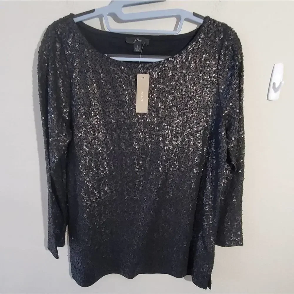 J. Crew‎ black sequined shirt size small